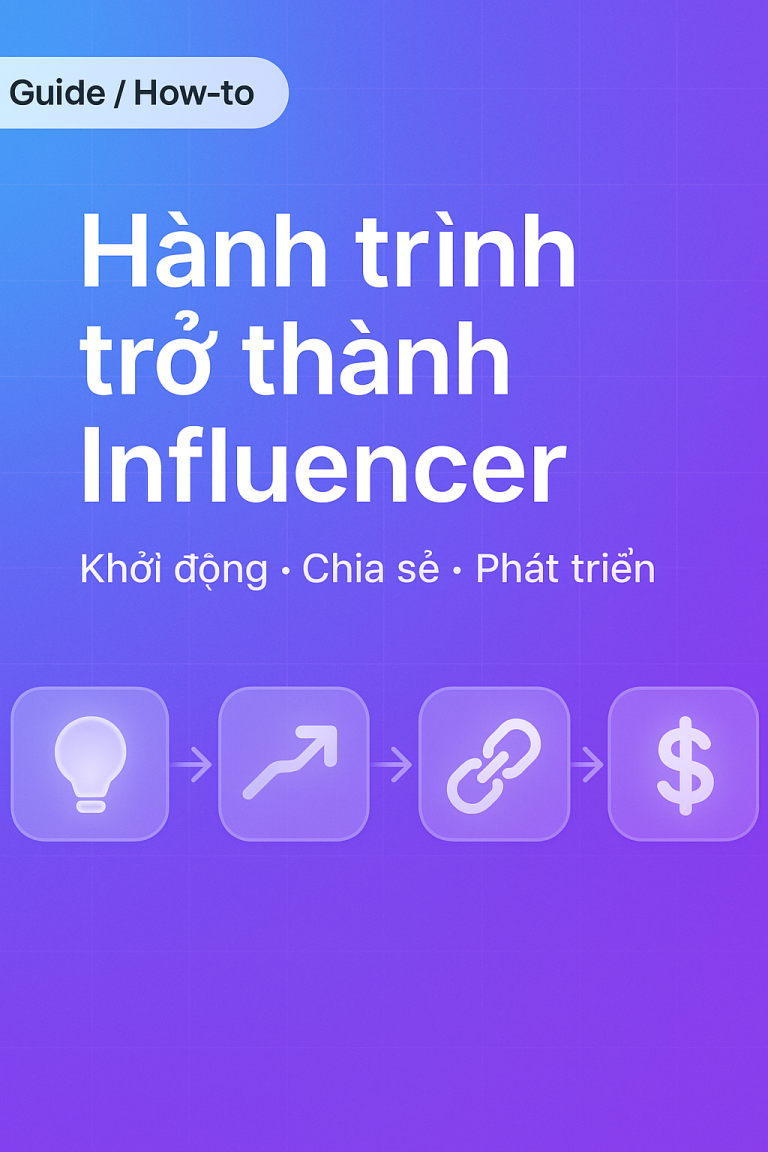 Thumbnail hành trình trở thành Influencer: ý tưởng → cộng đồng → thu nhập bền vững